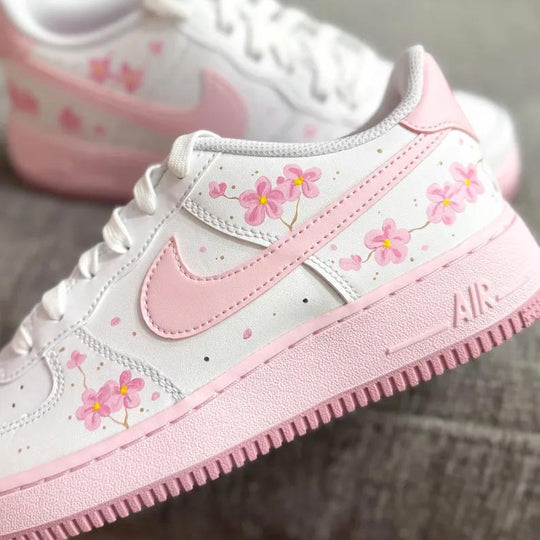 Custom Air Force 1 White Baby Pink Flower Design