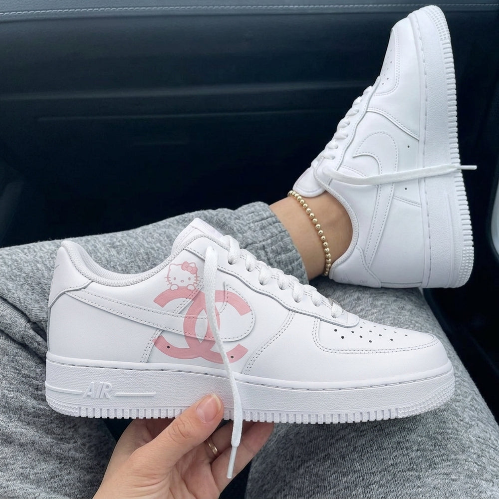 Custom Air Force 1 White Baby Pink Hello Kitty