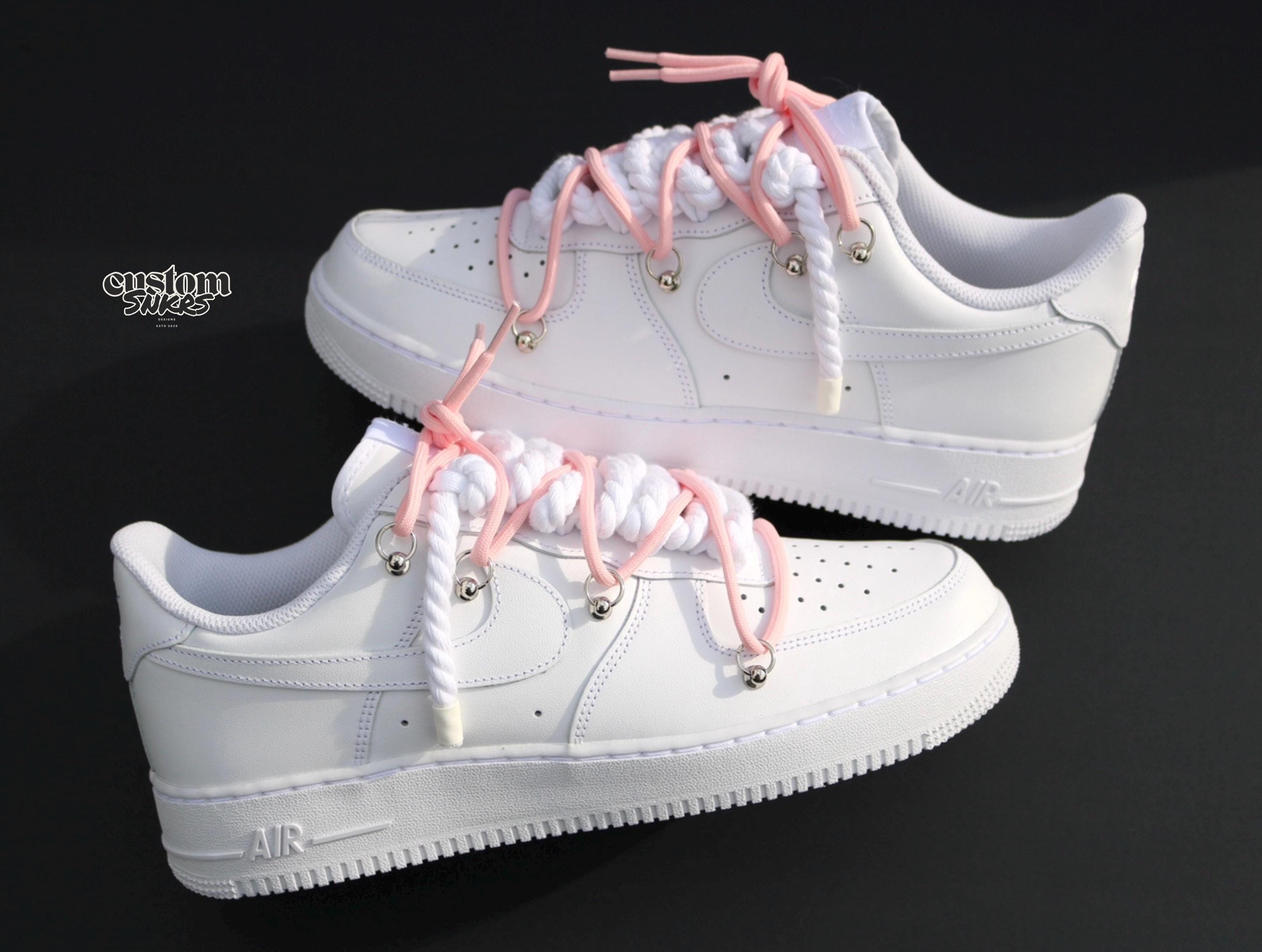 Custom Air Force 1 White Baby Pink Laces