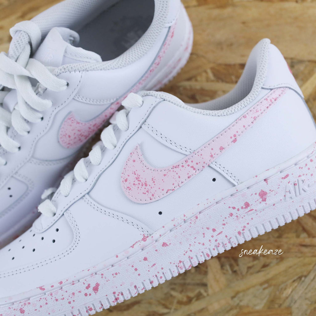 Custom Air Force 1 White Baby Pink Splatter