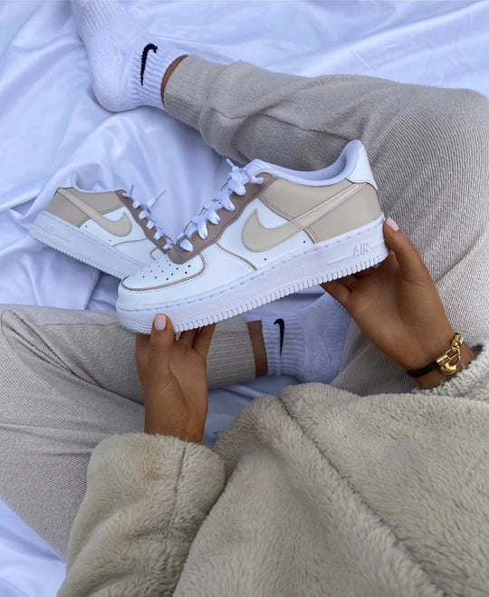 Custom Air Force 1 White Beige Design