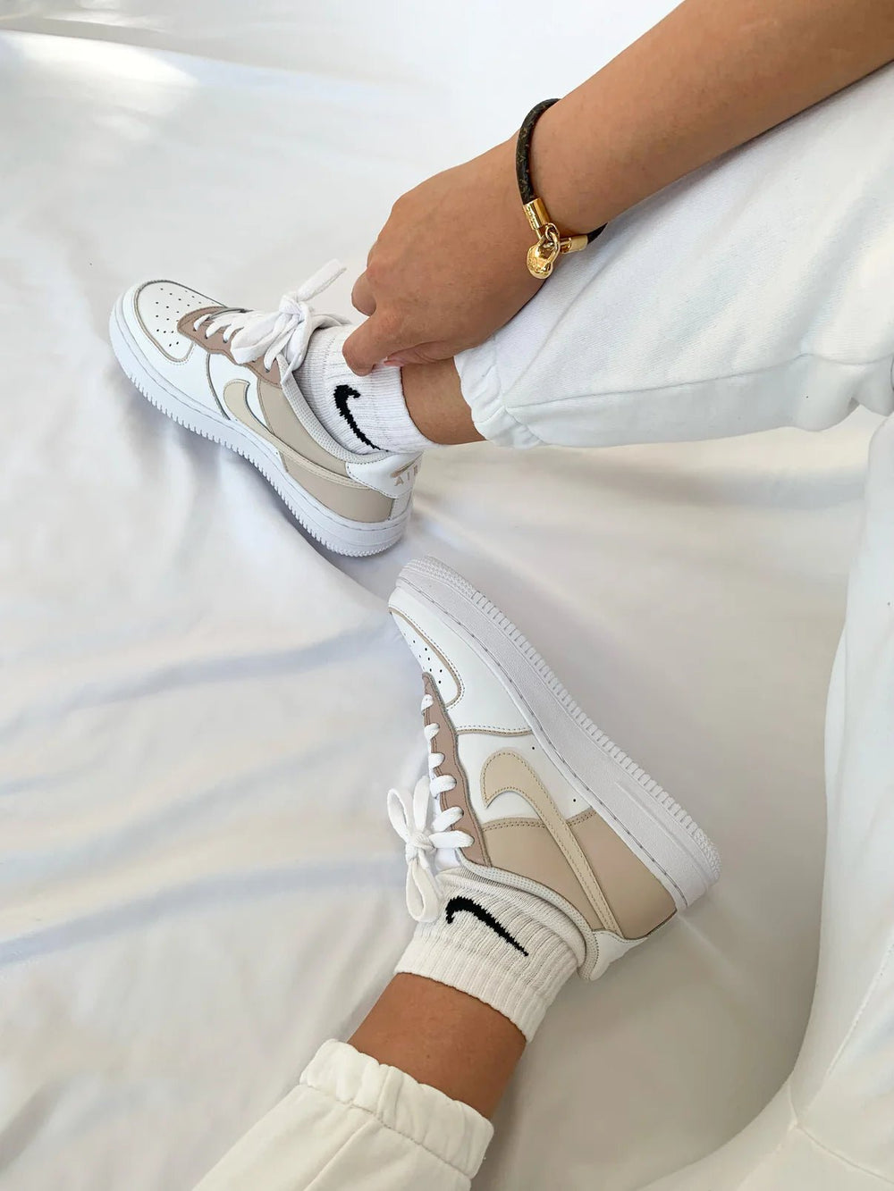 Custom Air Force 1 White Beige Design