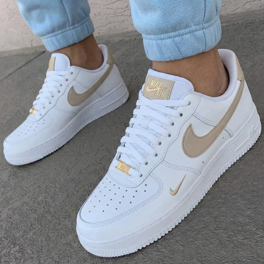Custom Air Force 1 White Beige Gold