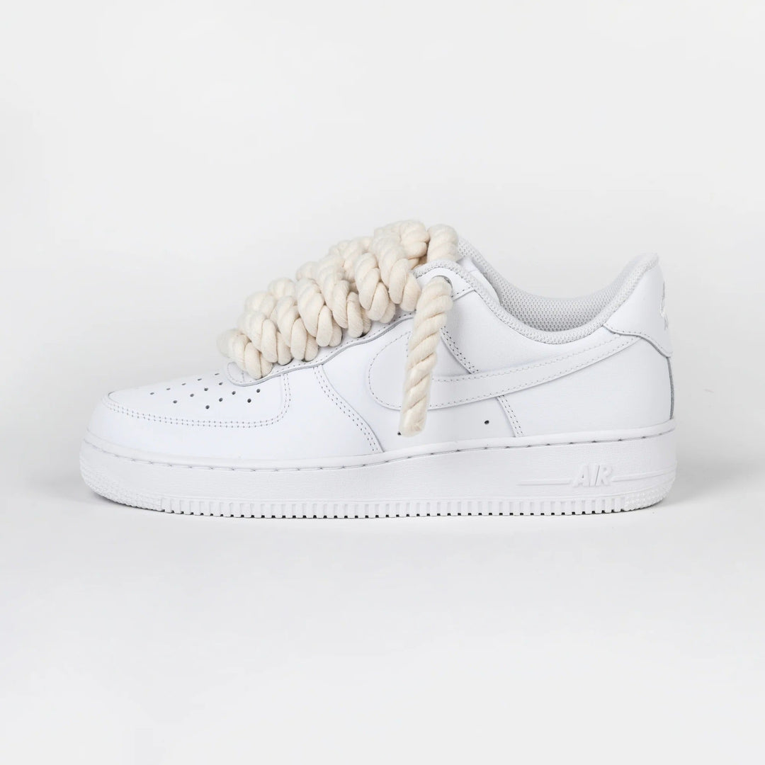 Custom Air Force 1 White Beige Rope Design
