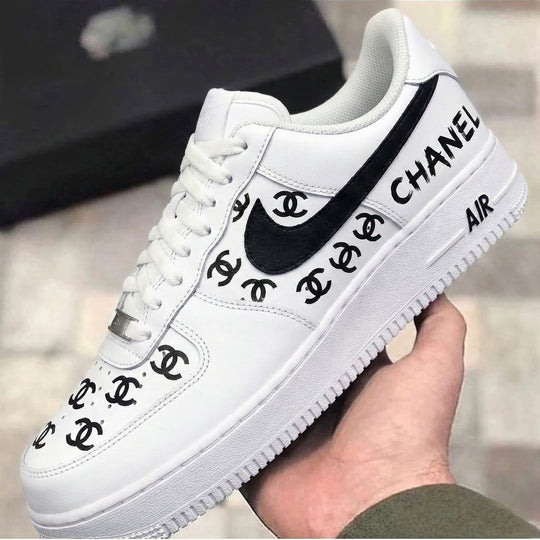 Custom Air Force 1 White Black CC Logo