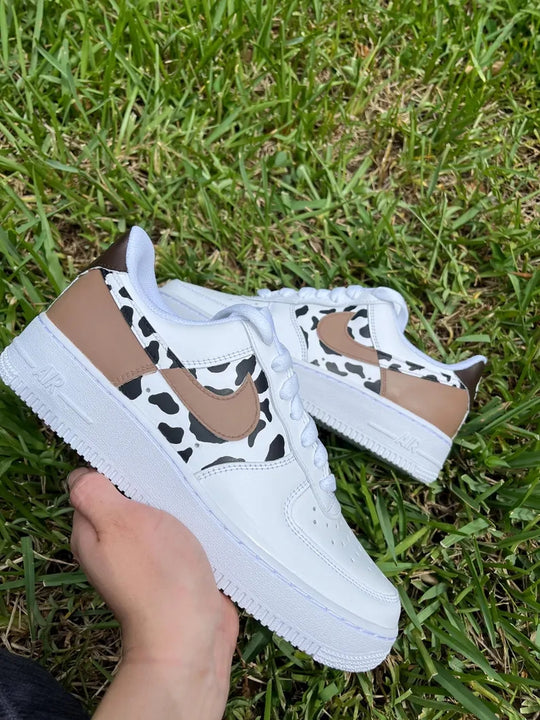 Custom Air Force 1 White Black Cow Print