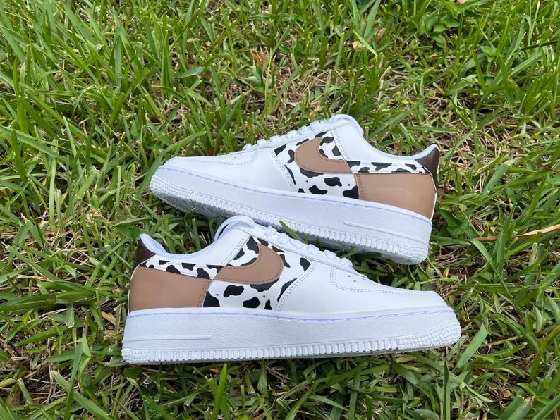 Custom Air Force 1 White Black Cow Print