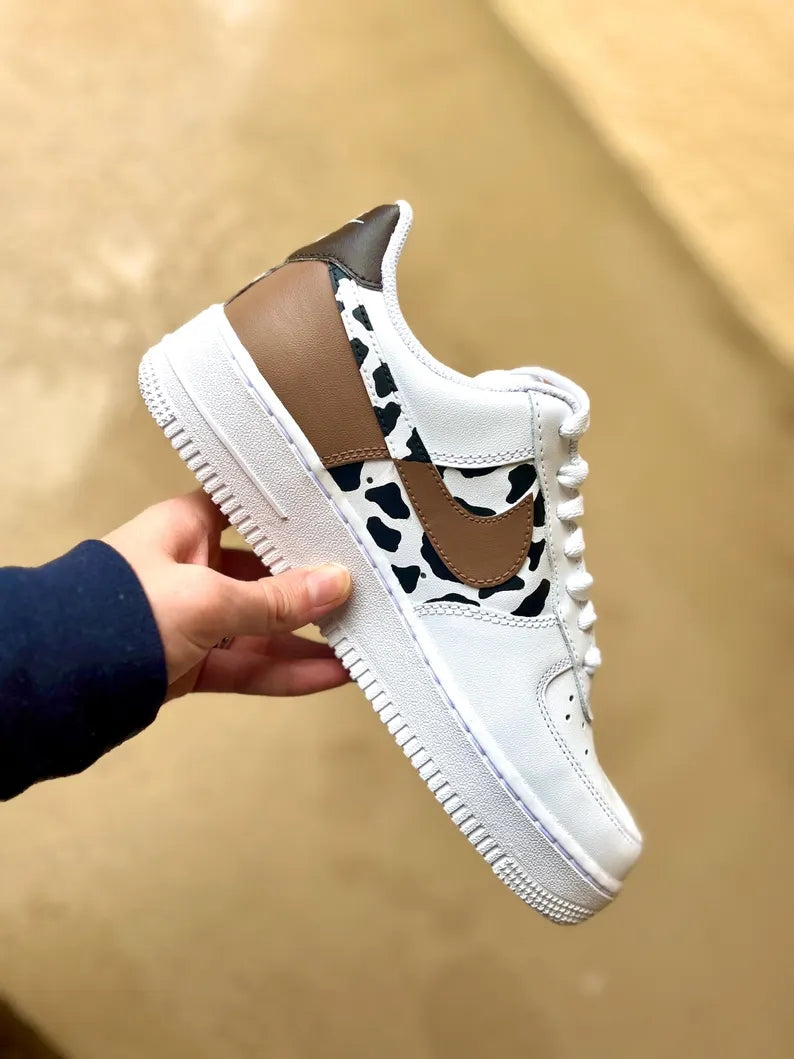Custom Air Force 1 White Black Cow Print