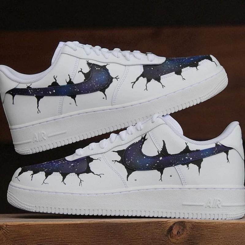 Custom Air Force 1 White Black Galaxy Pattern