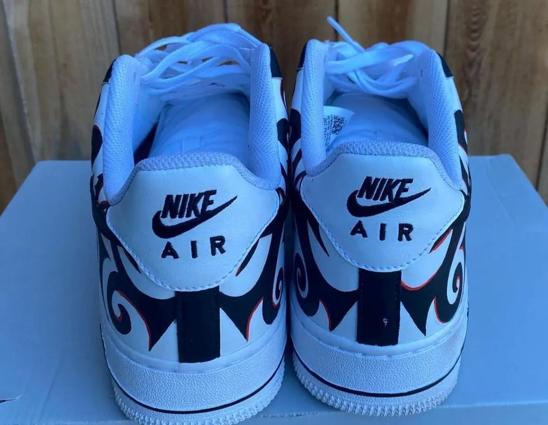 Custom Air Force 1 White Black Swirl Pattern