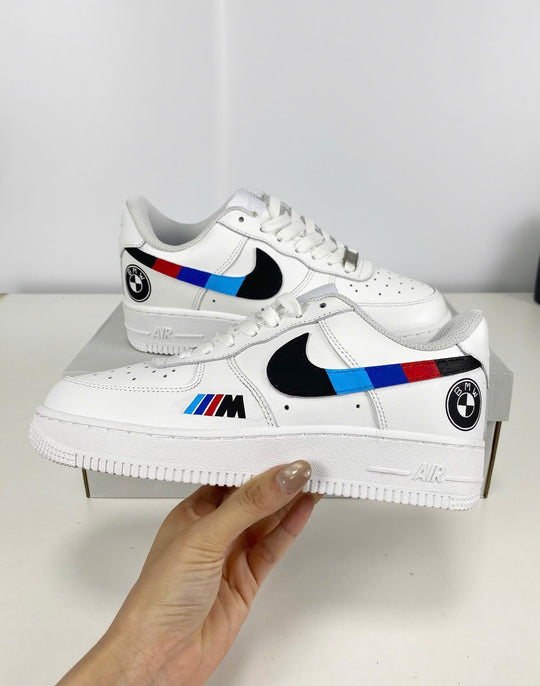 Custom Air Force 1 White Blue Black Red BMW