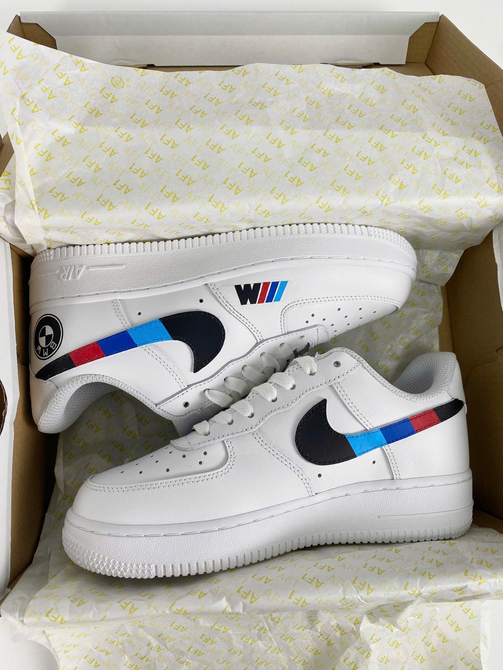 Custom Air Force 1 White Blue Black Red BMW