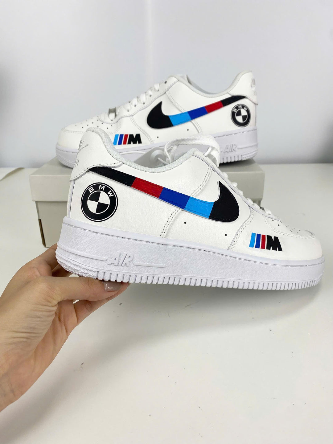 Custom Air Force 1 White Blue Black Red BMW
