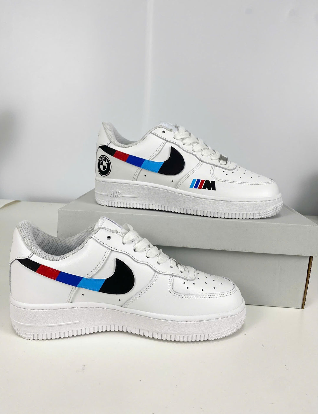 Custom Air Force 1 White Blue Black Red BMW