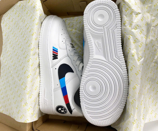 Custom Air Force 1 White Blue Black Red BMW