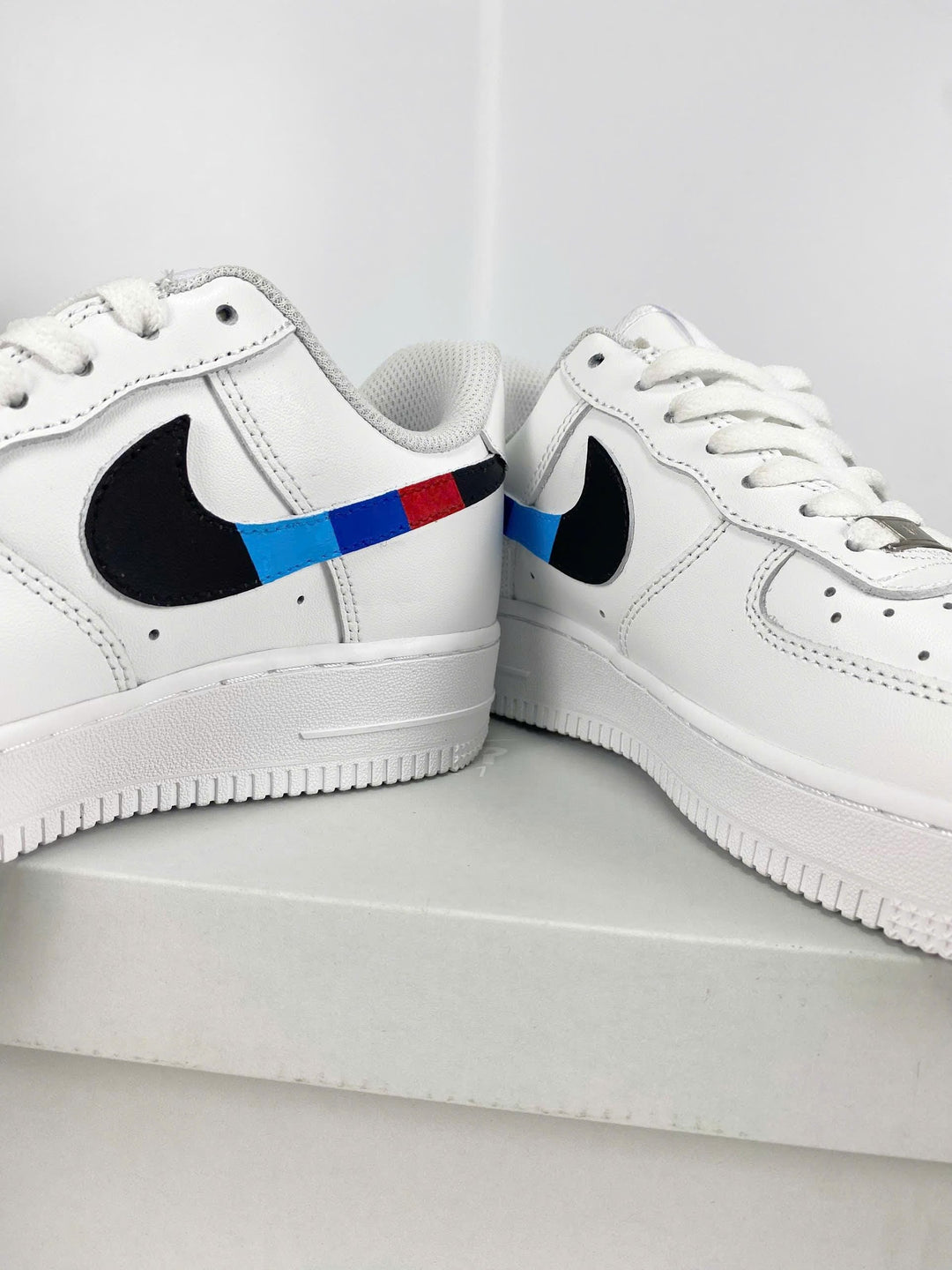 Custom Air Force 1 White Blue Black Red BMW