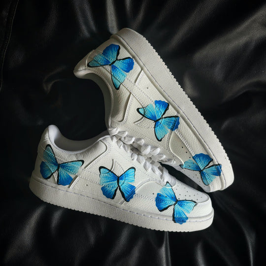 Custom Air Force 1 White Blue Butterflies