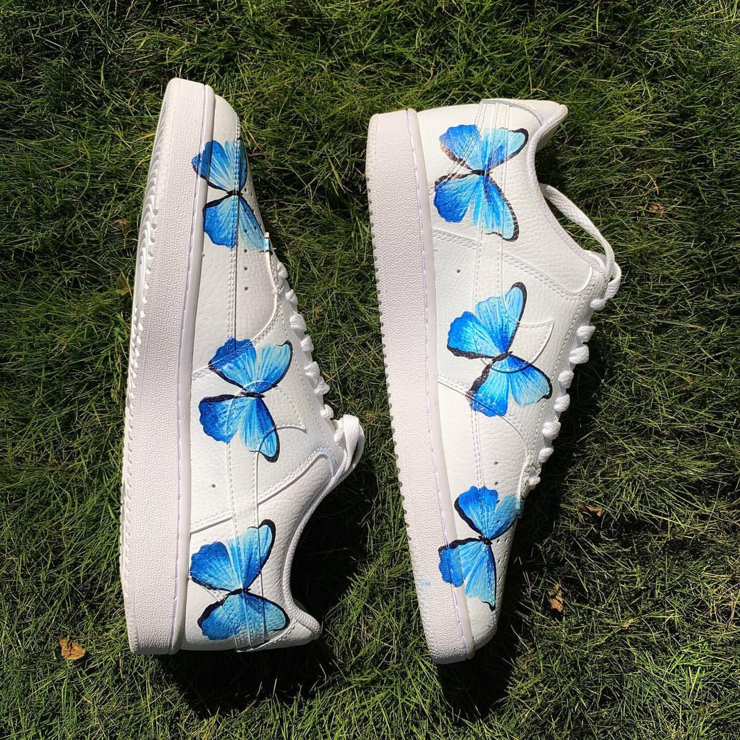 Custom Air Force 1 White Blue Butterflies