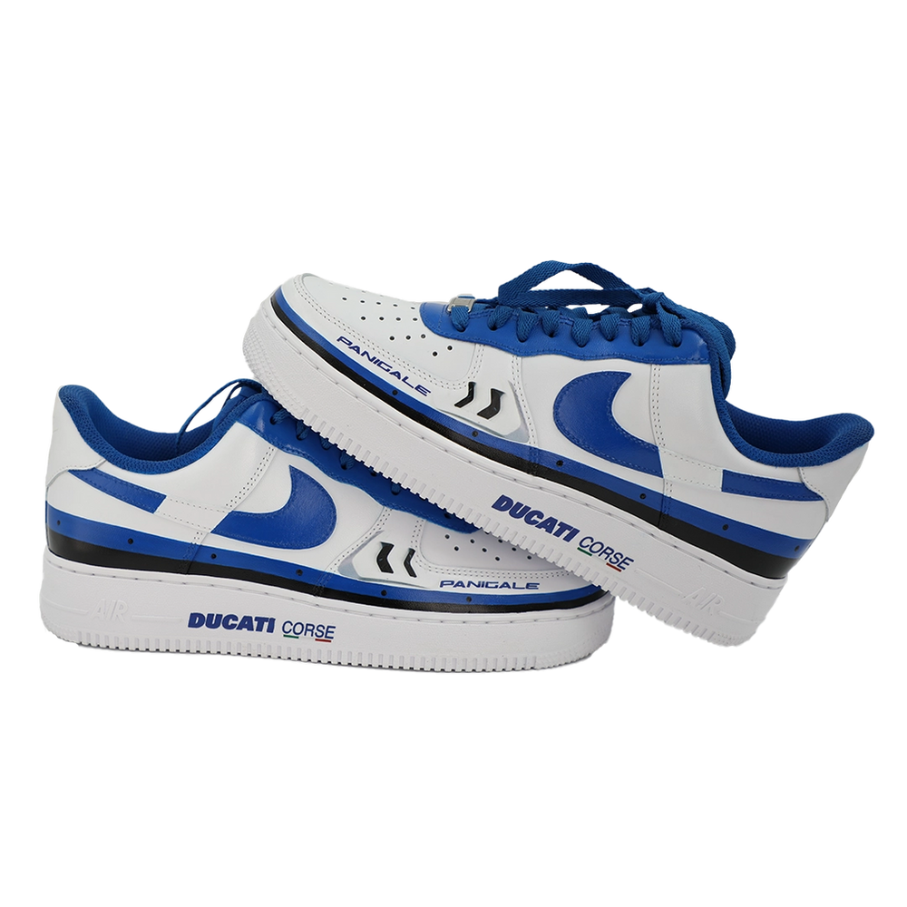 Custom Air Force 1 White Blue Ducati Design