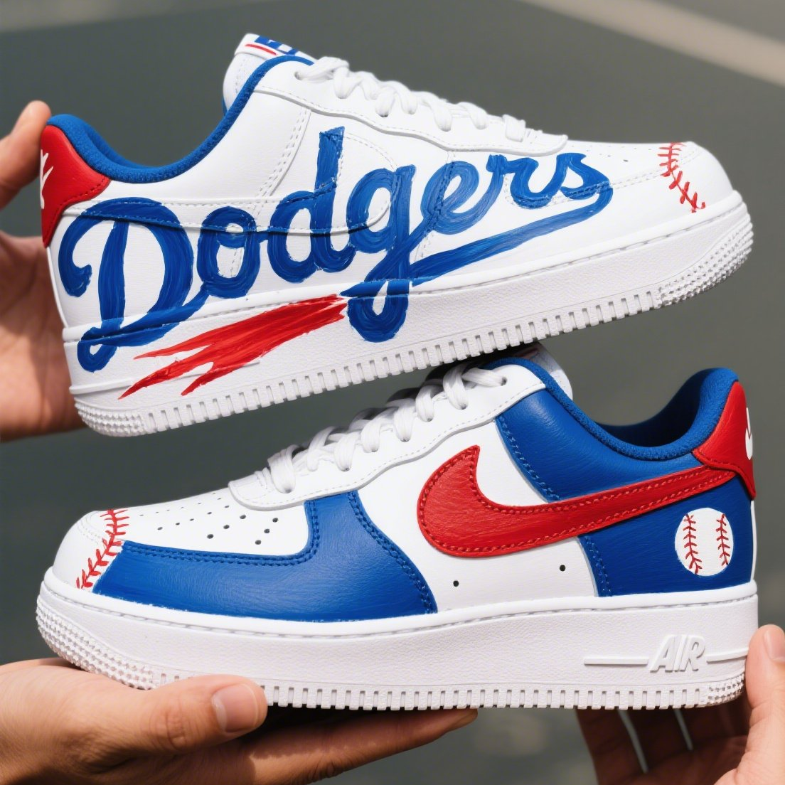 Custom Air Force 1 White Blue Red Los Angeles Dodgers MLB 