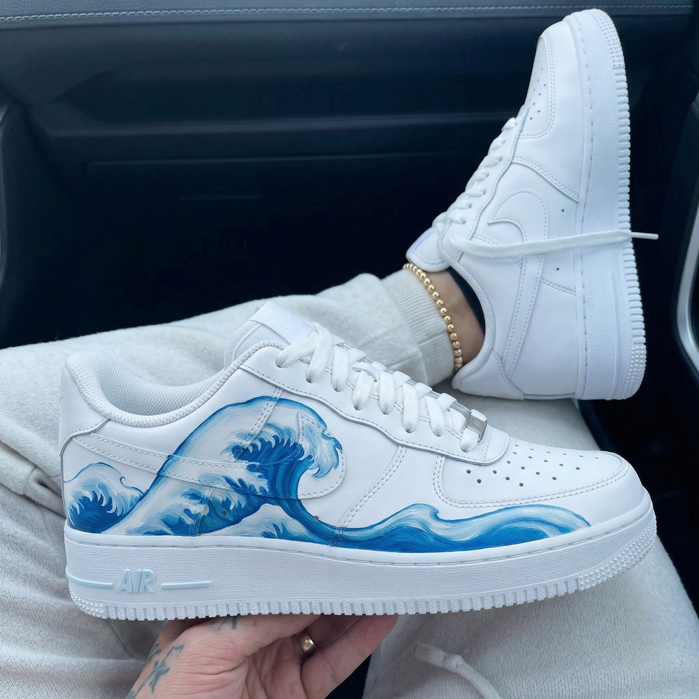 Custom Air Force 1 White Blue Wave
