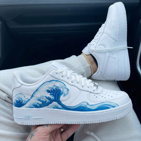 Custom Air Force 1 White Blue Wave