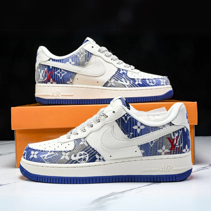 Custom Air Force 1 White Blue With LV Logo