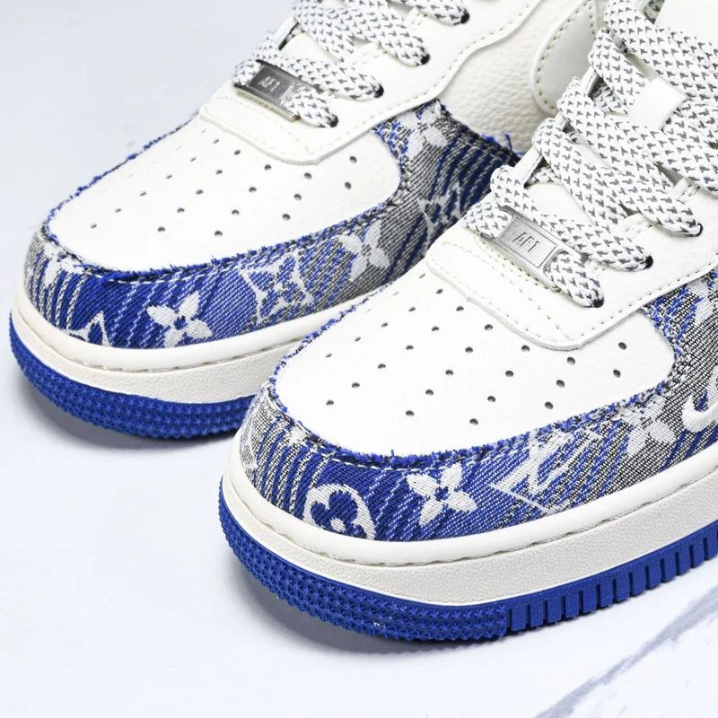 Custom Air Force 1 White Blue With LV Logo