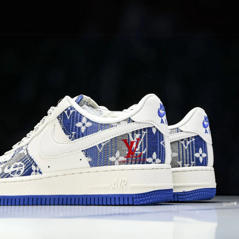 Custom Air Force 1 White Blue With LV Logo