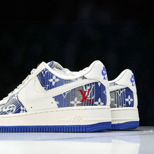 Custom Air Force 1 White Blue With LV Logo