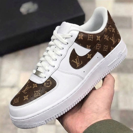 Custom Air Force 1 White Brown LV