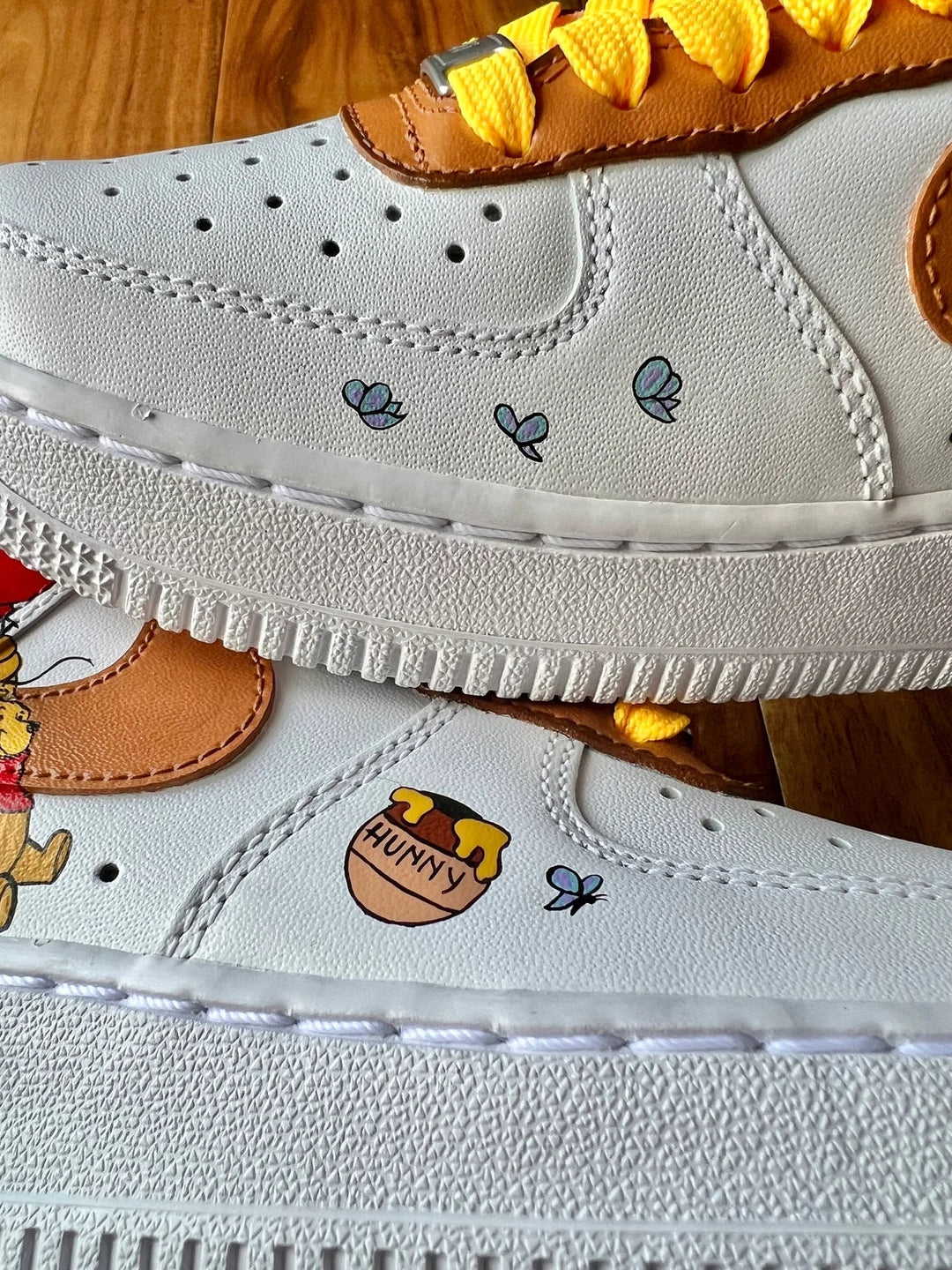 Custom Air Force 1 White Brown Winnie the Pooh Pattern
