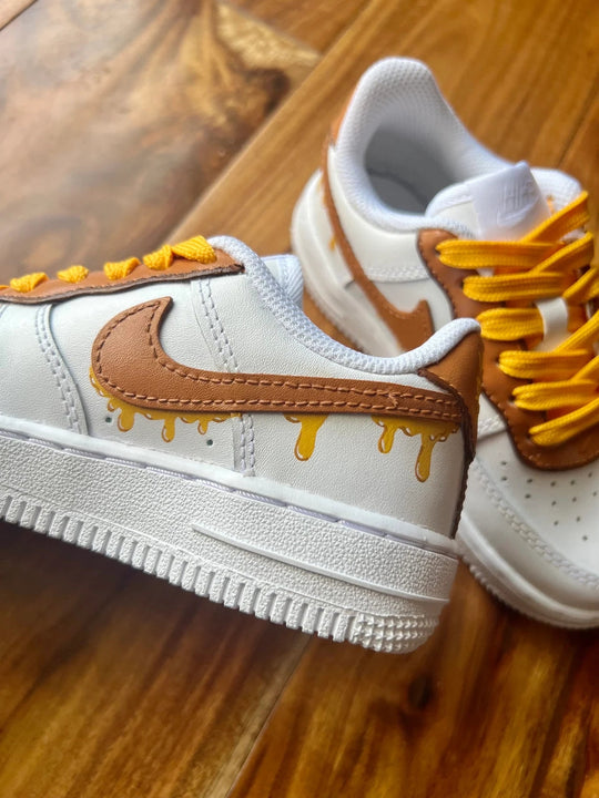 Custom Air Force 1 White Brown Winnie the Pooh Pattern
