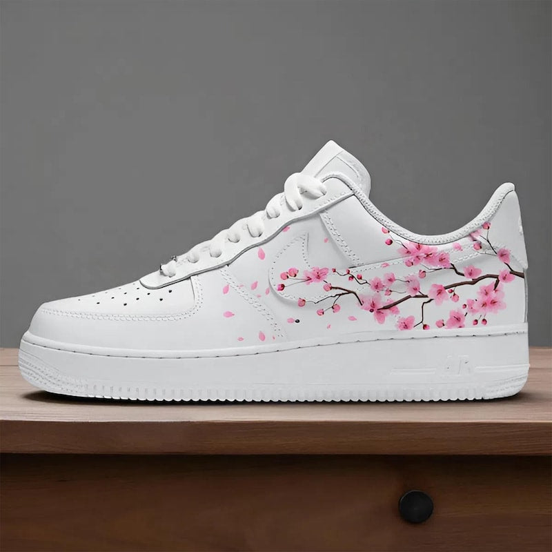 Custom Air Force 1 White Cherry Blossom Design