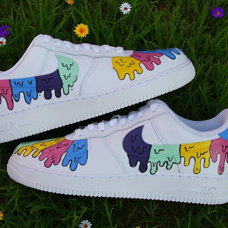 Custom Air Force 1 White Colorful Drip