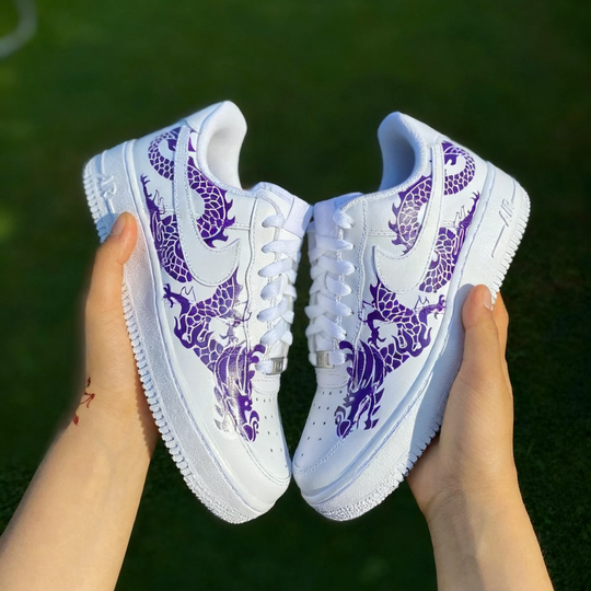 Custom Air Force 1 White Dragon Pattern