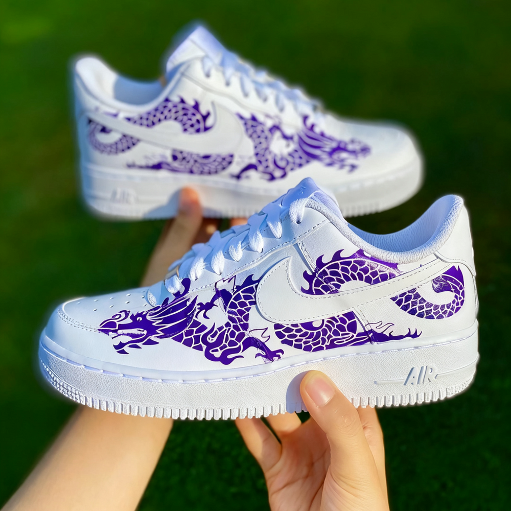 Custom Air Force 1 White Dragon Pattern