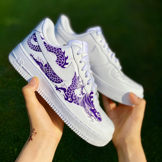Custom Air Force 1 White Dragon Pattern