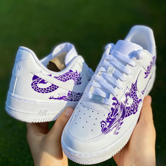 Custom Air Force 1 White Dragon Pattern