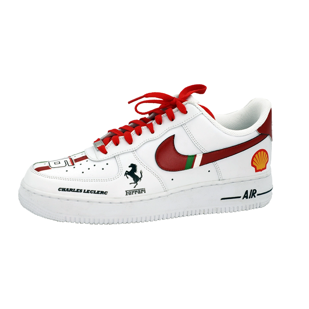 Custom Air Force 1 White Ferrari Logos Red Swoosh