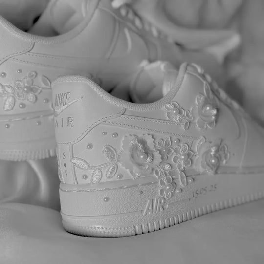 Custom Air Force 1 White Floral Embellishment