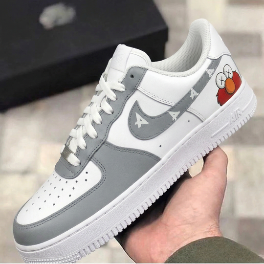 Custom Air Force 1 White Gray Kaws Cartoon Characters