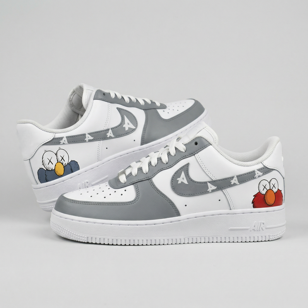 Custom Air Force 1 White Gray Kaws Cartoon Characters