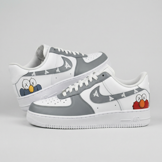 Custom Air Force 1 White Gray Kaws Cartoon Characters