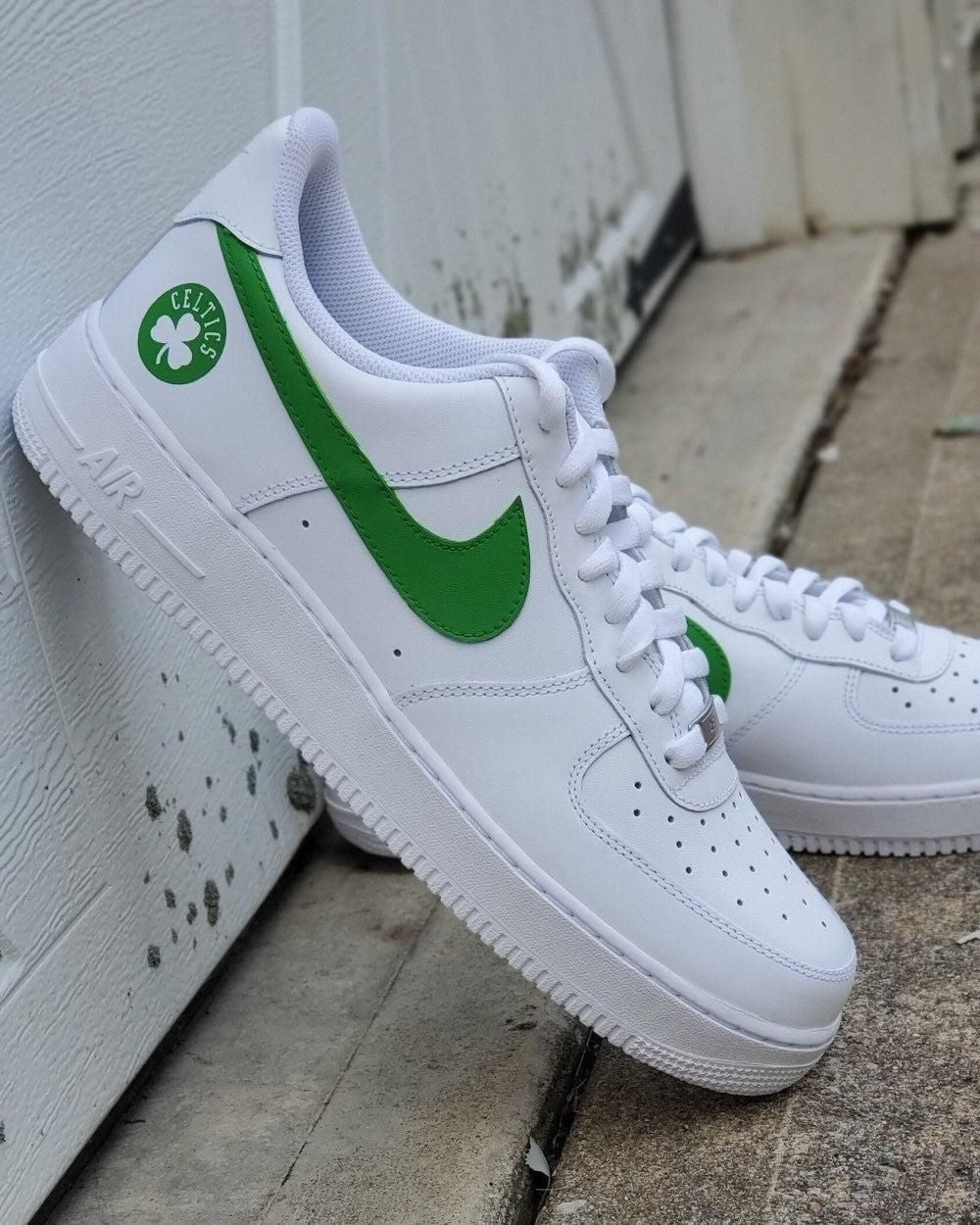 Custom Air Force 1 White Green Celtics NBA 