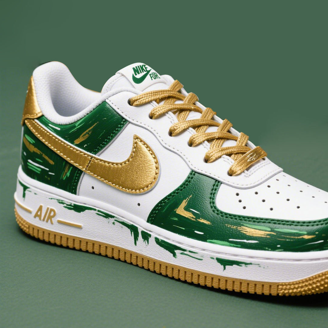 Custom Air Force 1 White Green Gold Green Bay Packers NFL