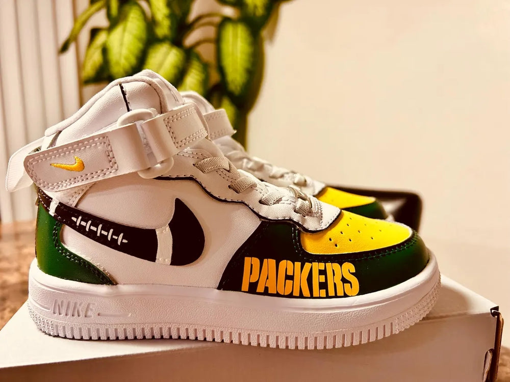 Custom Air Force 1 White Green Yellow Packers Design
