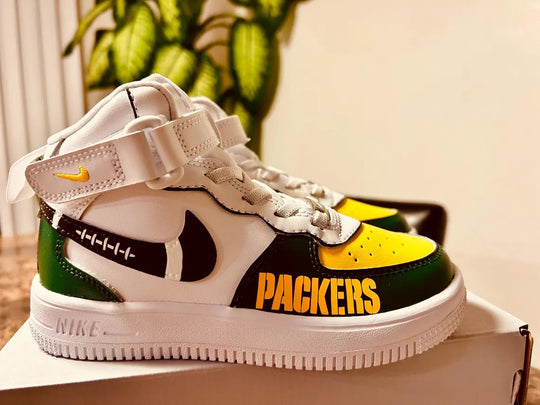 Custom Air Force 1 White Green Yellow Packers Design