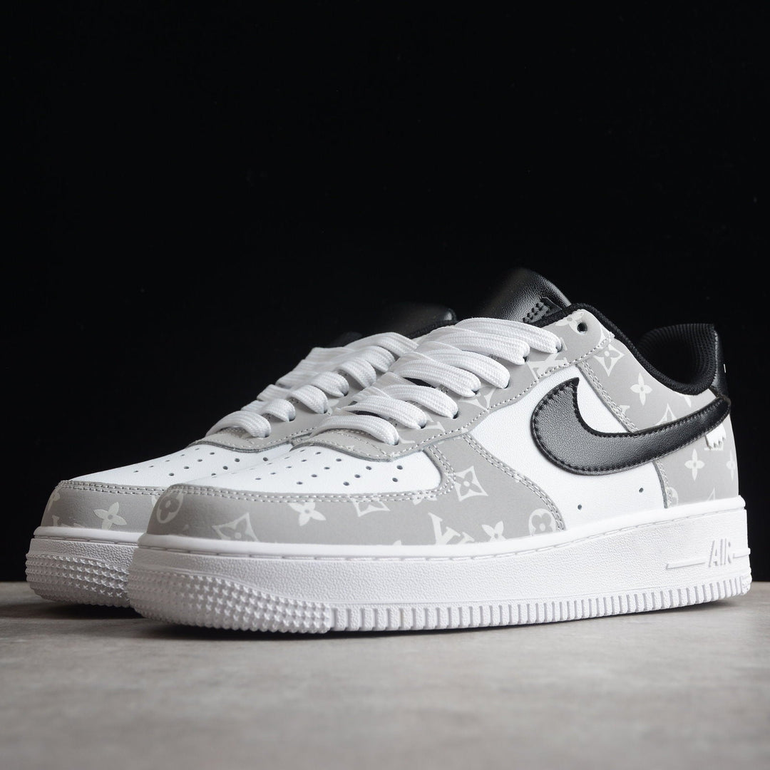 Custom Air Force 1 White Grey With LV Pattern 