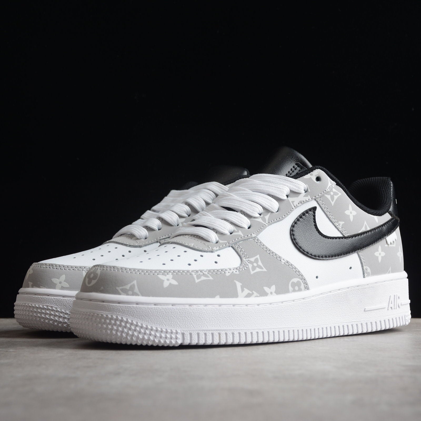 Custom Air Force 1 White Grey With LV Pattern 